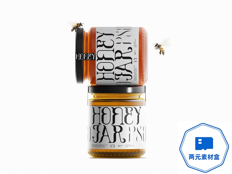 图片[3]-y125.玻璃罐蜂蜜果酱密封分装瓶产品包装效果图展示样机PSD模板ps素材-两元素材盒