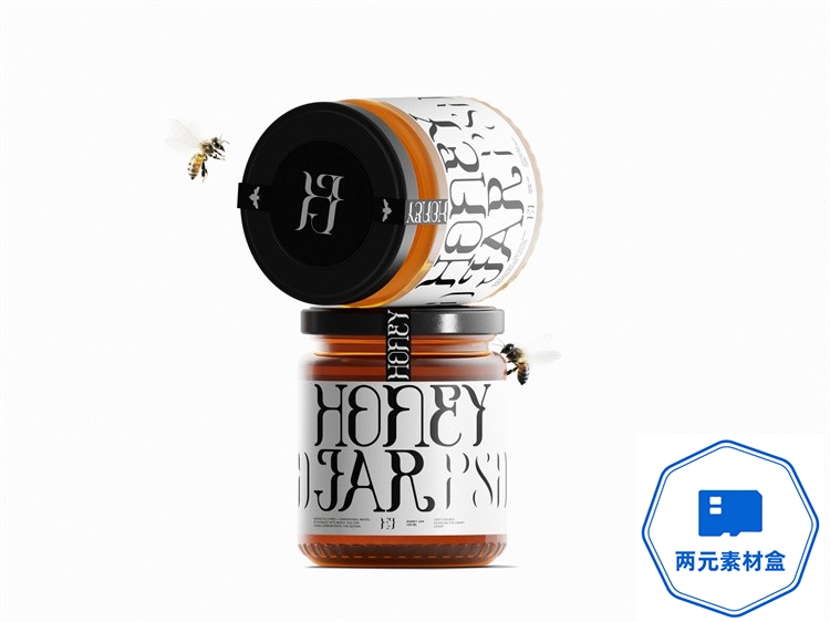 图片[4]-y125.玻璃罐蜂蜜果酱密封分装瓶产品包装效果图展示样机PSD模板ps素材-两元素材盒