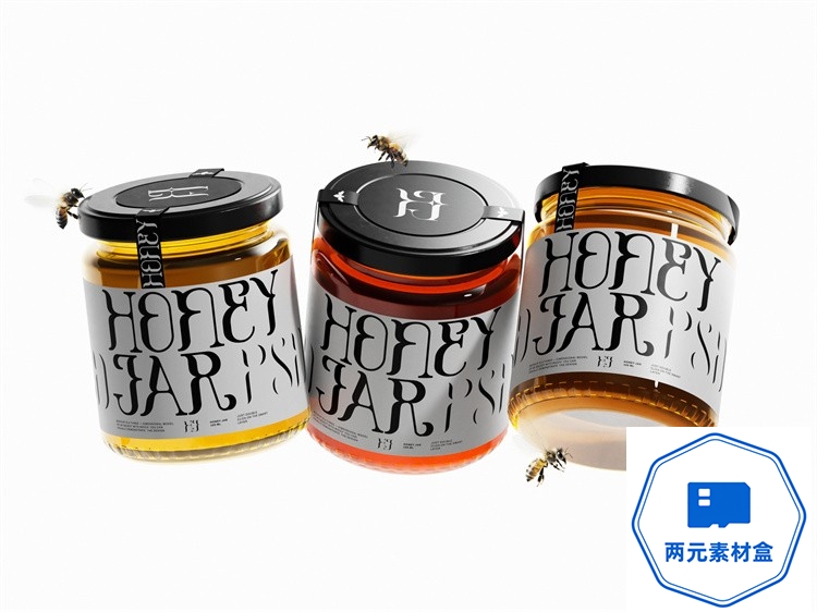 图片[5]-y125.玻璃罐蜂蜜果酱密封分装瓶产品包装效果图展示样机PSD模板ps素材-两元素材盒