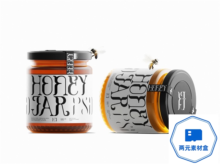 图片[7]-y125.玻璃罐蜂蜜果酱密封分装瓶产品包装效果图展示样机PSD模板ps素材-两元素材盒