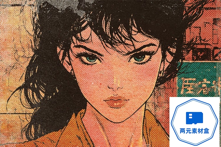 图片[4]-y135.潮流复古怀旧手绘漫画半调做旧颗粒噪点插画滤镜样机特效PSD模板-两元素材盒