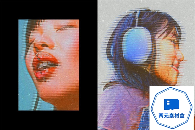 图片[4]-y138.潮流复古酸性VHS影像故障褪色失真图像照片滤样机特效PSD模板素材-两元素材盒